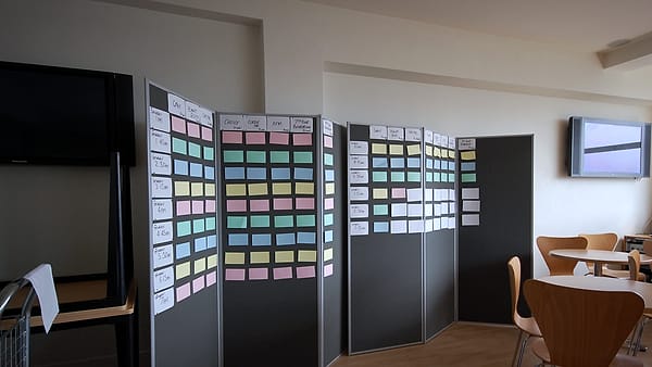 A blank schedule board with its columns and rows still waiting to be filled