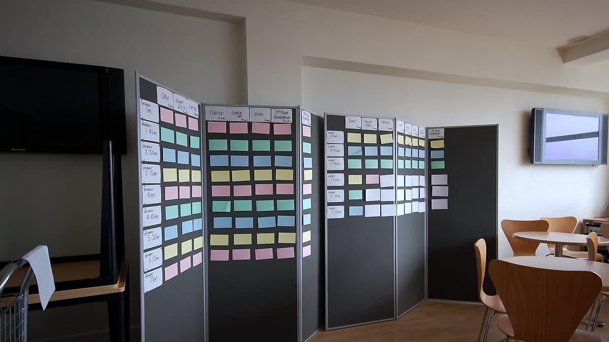 A blank schedule board with its columns and rows still waiting to be filled